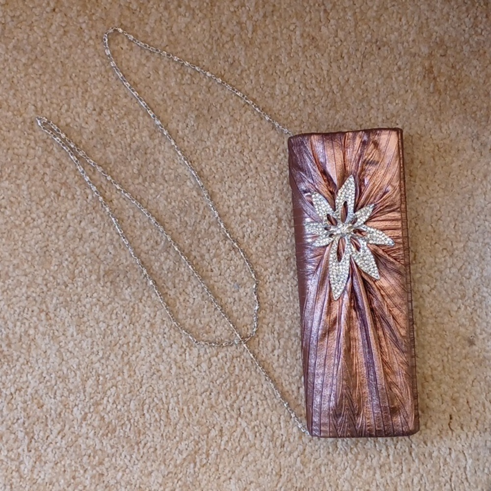 Women's Beautiful Formal Wear Copper Colored Crossbody Clutch